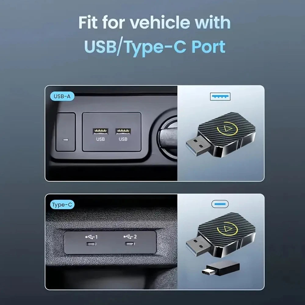 2 in 1 Car Wired to Wireless CarPlay Adapter &amp; Android Auto Adapter Type-C/USB Plug