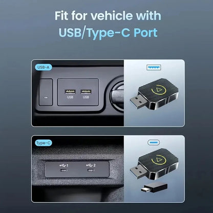 2 in 1 Car Wired to Wireless CarPlay Adapter &amp; Android Auto Adapter Type-C/USB Plug