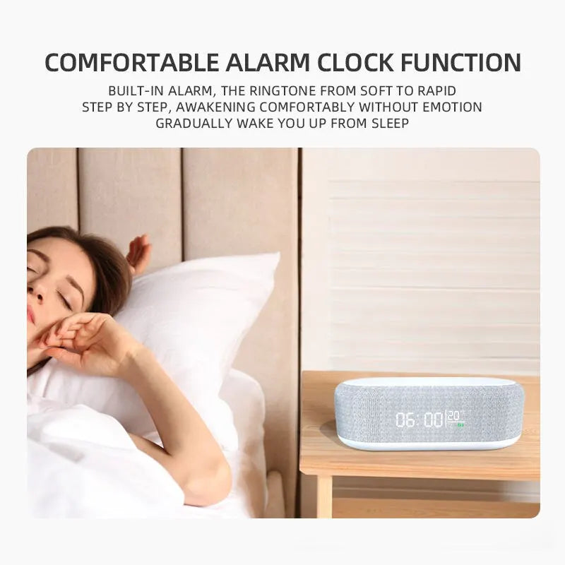 Wireless Charger Alarm Clock Time LED Light Thermometer Earphone Phone Charger 15W Fast Charging Dock Station for iPhone Samsung 