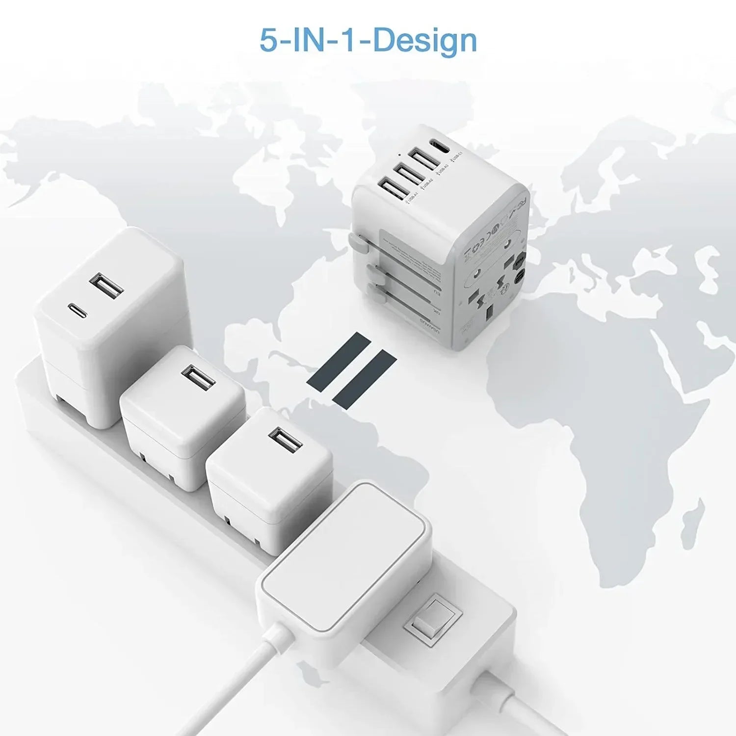 TESSAN Universal Travel Adapter with USB Port and Type C, Worldwide Power Adapter EU/UK/USA/AUS Plug for International Travel