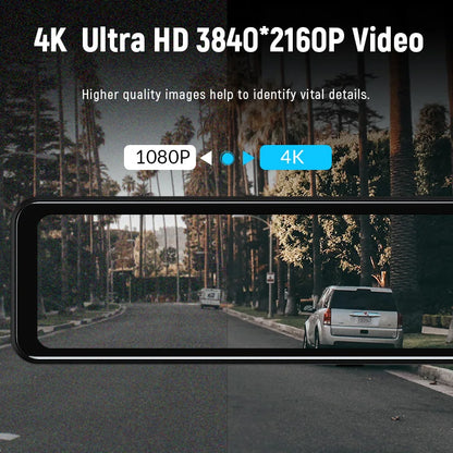 ACCEO 4K WIFI Dashcam 12Inch Car DVR RearView Mirror Recorder Dash Cam Support 1080P Sony Black Box Rear View Camera Acesssories