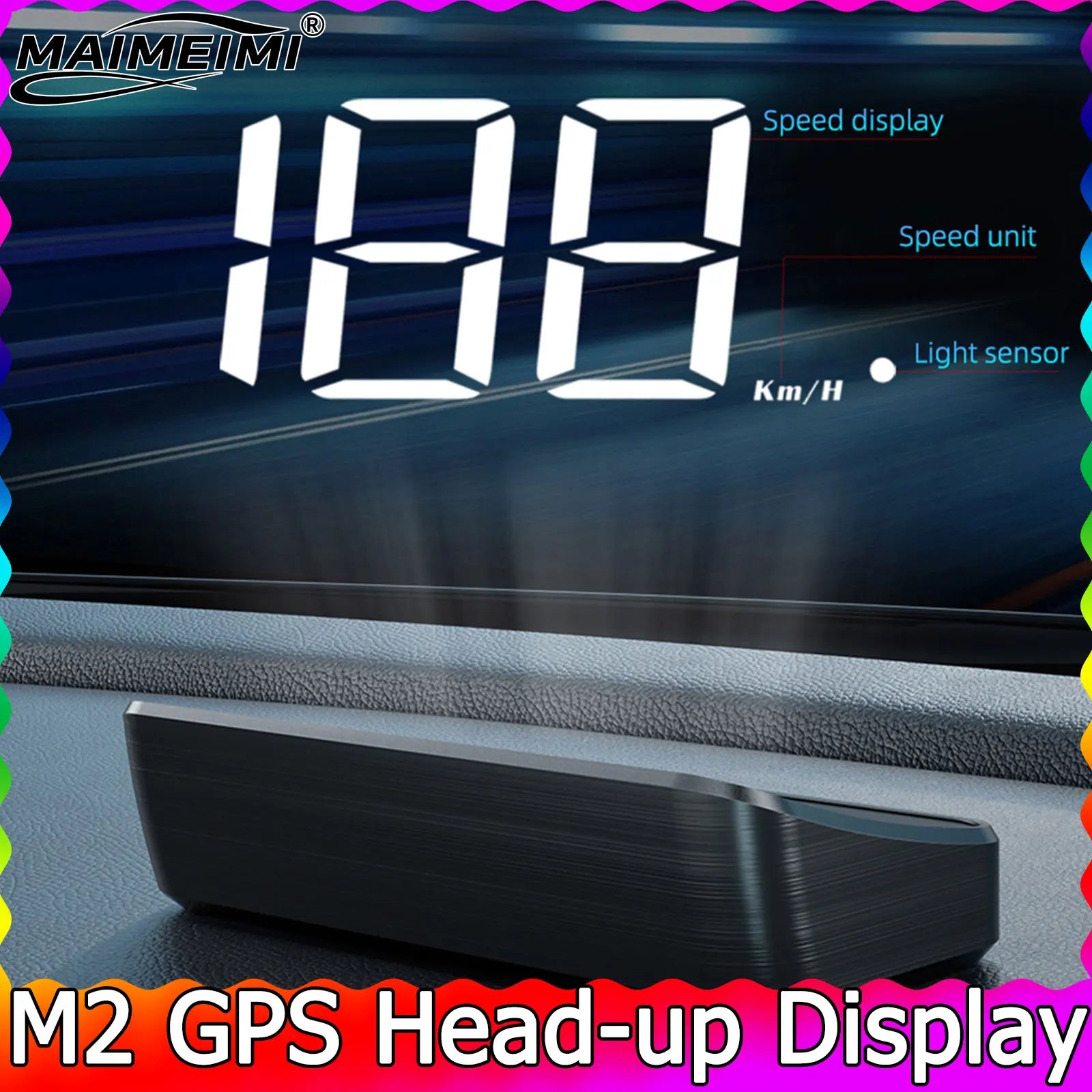 M2 GPS HUD Head Up Display Car Universal Speedometer KMH USB Cable Plug &amp; Play GPS &amp; Beidou Dual Satellite System