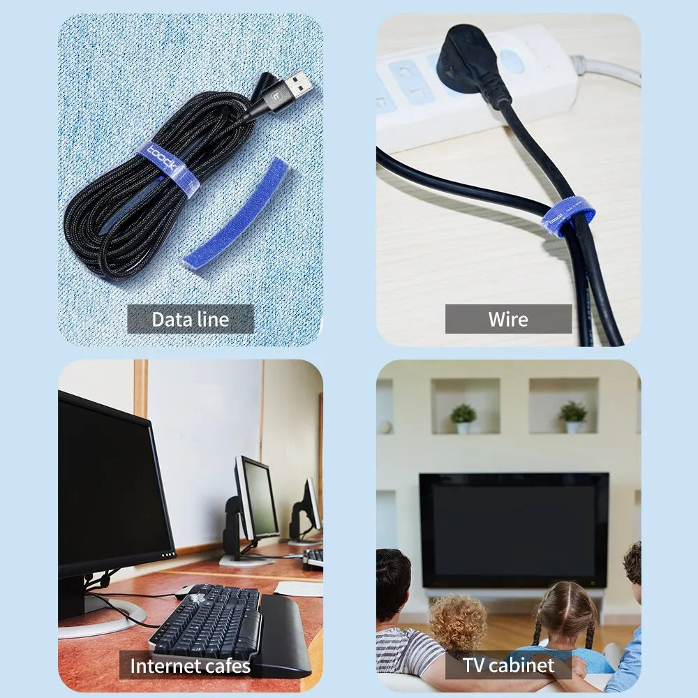 Toocki 5m Organizer Cable Management Tearable Cable Organizer 10mm Width Winder Ties Phone Accessories Wire Cord Organizer