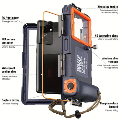 Waterproof Phone Case Holsters &amp; 15m Diving 50ft Swimming Premium Protective Housing &amp; Lanyard For iPhone Samsung 6.8" Phone