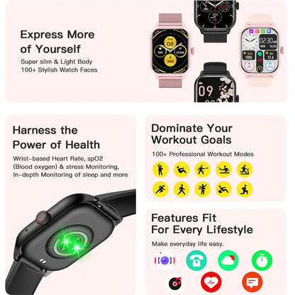 LEMFO LT10 Smart Watch 2024 Android Gift Bluetooth Call Smartwatch 2024 Touch Dial Music Fitness Tracker Sports Watches 