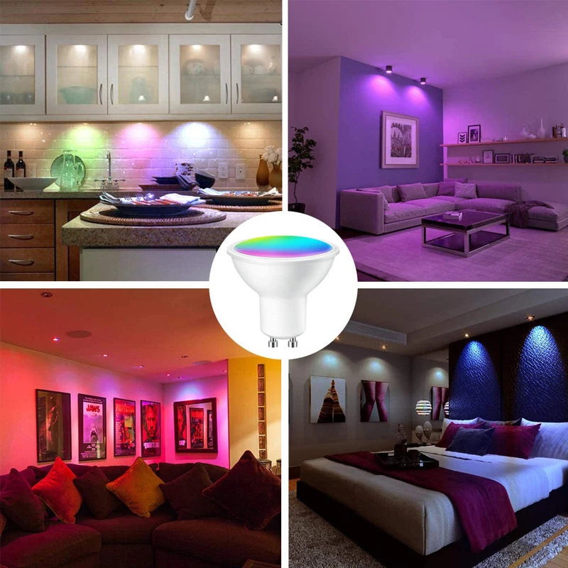 RGB LED Light Bulb 9W GU10 Graffiti Smart Bluetooth or WIFI Bedroom Lamp Bulbs Adjustable Light