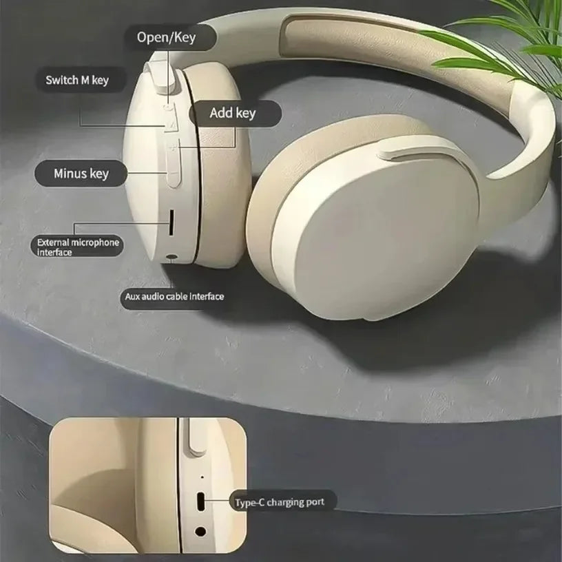 Fashion HIFI Stereo Headsets True Sports With Earphones TF/AUX Music Player with MicWireless Bluetooth Headphones Over Ear 