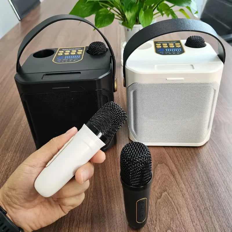 High Power Karaoke Bluetooth Speaker with Dual Microphone Boombox Portable 360 ​​Stereo Surround Waterproof Wireless Subwoofer
