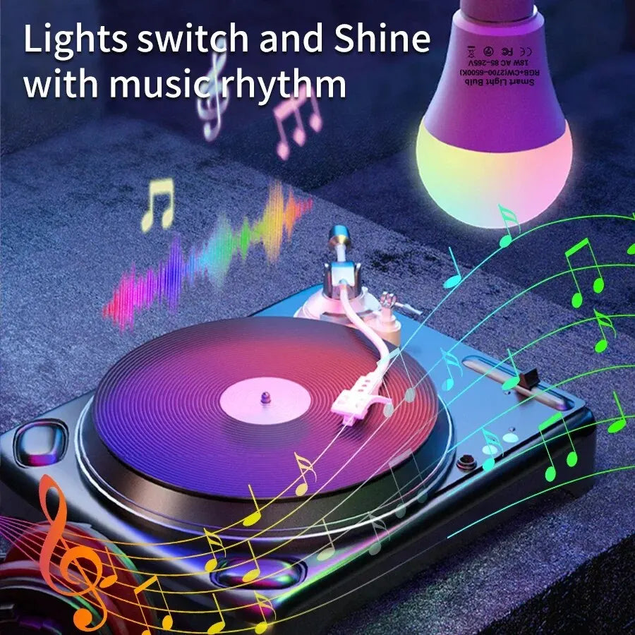 15W E27 Tuya LED Bulb Smart Life APP Control Dimmable RGB Color Ampoule LED Light Bulb Work with Home Bedroom AC 85- ​​265V
