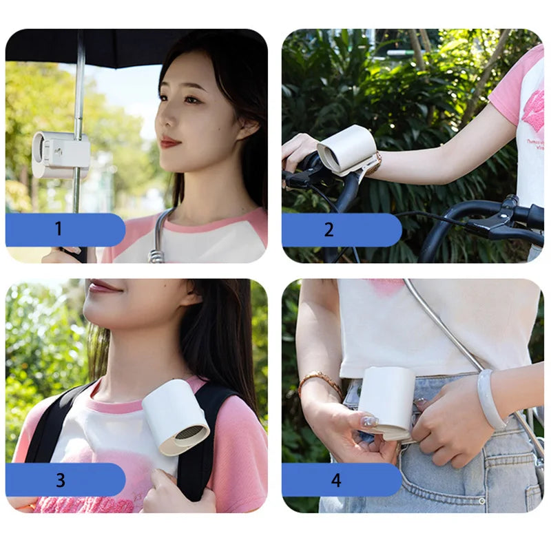 Hipacool Portable Car Clip Fan 360° Rotatable 100 Speed ​​Wind 12V USB Rechargeable Electric Fan Low Noise Mini Fan Clamp Anywhere