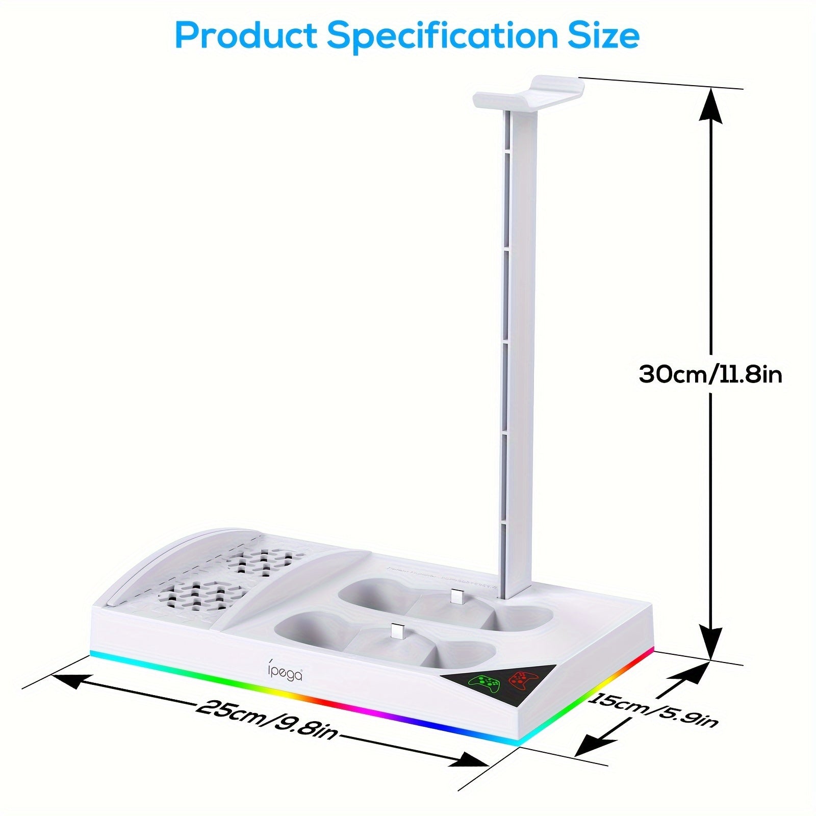 Upgrade RGB Cooling Fan Stand for Xbox Series S Console - 15 Colorful Lights, Dual Controller Charging Station &amp; Cooler Base System - For Xbox Series S - With 2 * 1400mAh Rechargeable Battery - Perfect Gift for Gamers