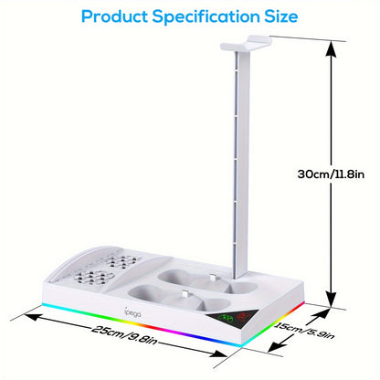 Upgrade RGB Cooling Fan Stand for Xbox Series S Console - 15 Colorful Lights, Dual Controller Charging Station &amp; Cooler Base System - For Xbox Series S - With 2 * 1400mAh Rechargeable Battery - Perfect Gift for Gamers