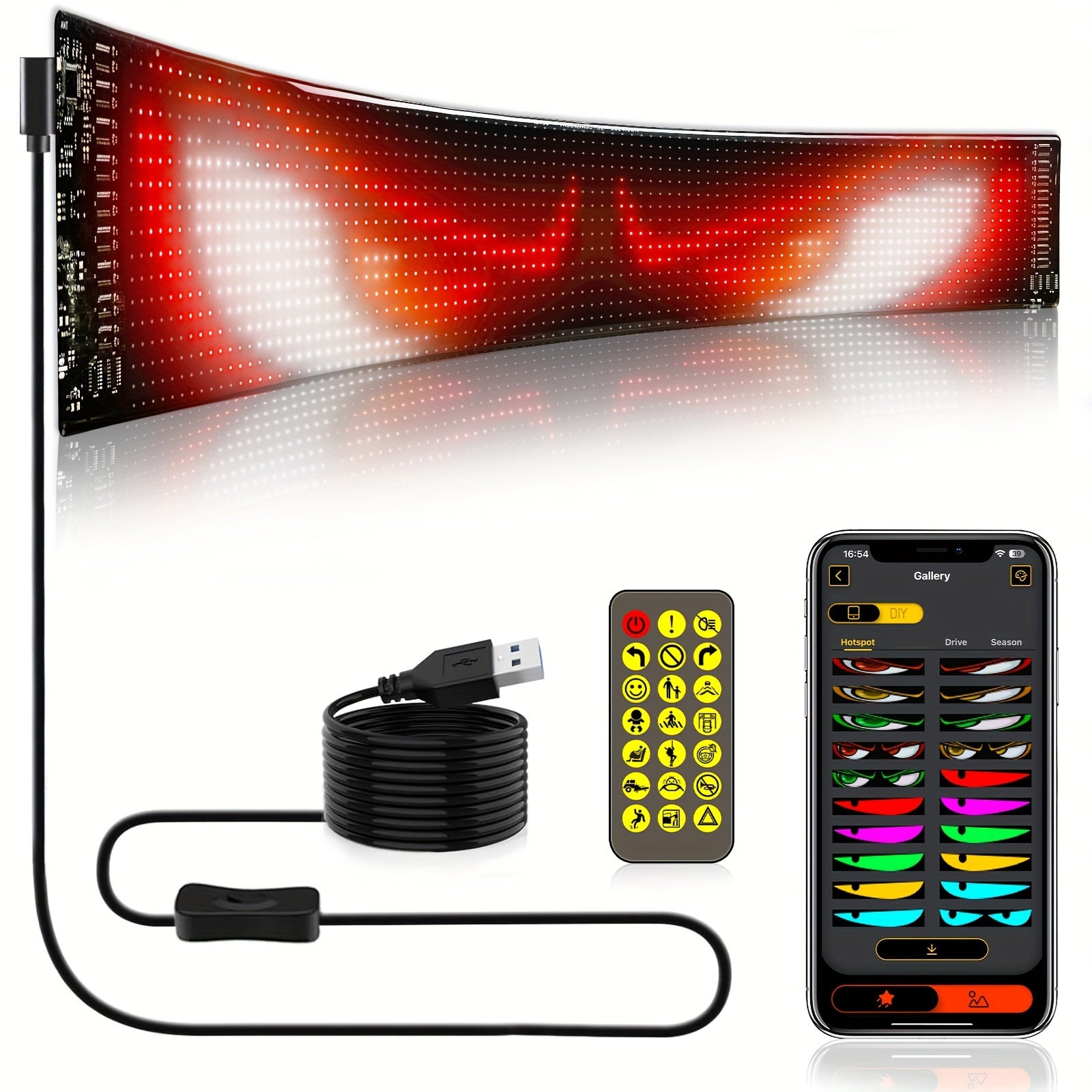 [Flexible LED Matrix Panel] LED Matrix Panel Sign with USB Power, App Control &amp; Remote | Flexible, DIY Programmable Lighting for Stores, Hotels, Holidays | Easy Installation, Durable Design, Dimmable Graphite RGB Display, Hol