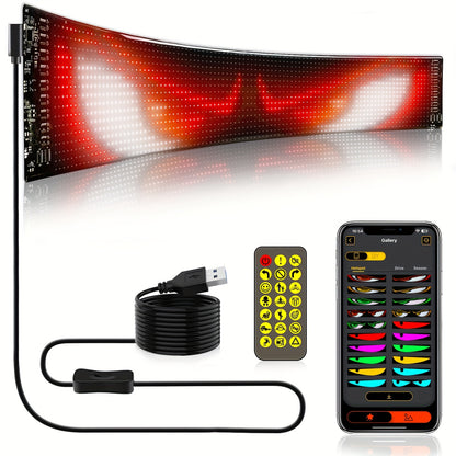[Flexible LED Matrix Panel] LED Matrix Panel Sign with USB Power, App Control &amp; Remote | Flexible, DIY Programmable Lighting for Stores, Hotels, Holidays | Easy Installation, Durable Design, Dimmable Graphite RGB Display, Hol