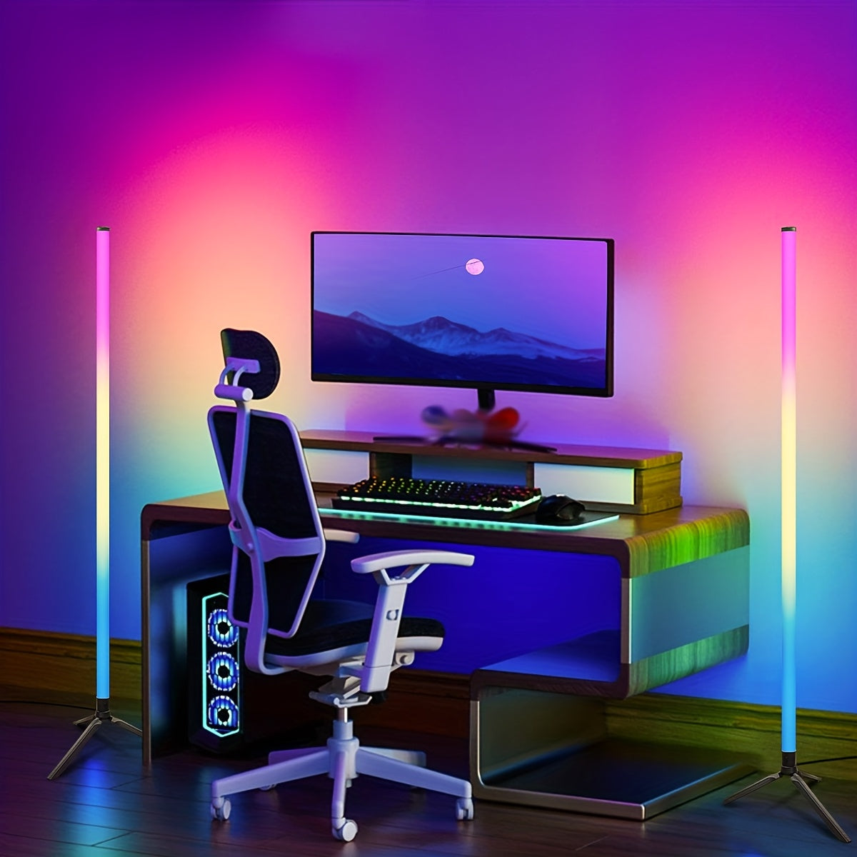 Corner LED Light with Smart Remote, Featuring RGB Color Options, Powered by a USB Jack, Offering Four Modes, Ideal for Music, Gaming Spaces, And Festive Bedroom Decor.