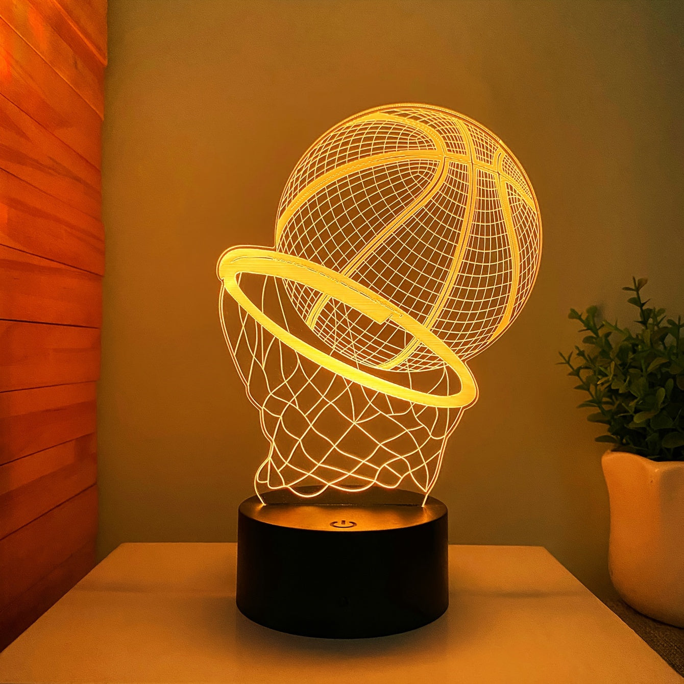 1pc Touch Control LED Basketball Table Lamp - USB-Powered Desk Light with 3D Hoop Effect, Modern Gaming Decor for Bedroom, Office, Sports Fan Gifts - Compatible with Laptop, PC, USB Ports (No Batteries Needed), Basketball Des