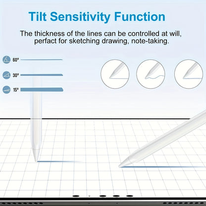 Stylus Pen for iPad with Palm Rejection &amp; Tilt Sensing, Fast Charging, Compatible with iPad 6-10, Pro 12.9/11", Air 3/4/5, Mini 5/6 - White, Tool, Streamlined Accessory, Sleek Design, Modern Material, Functional Design