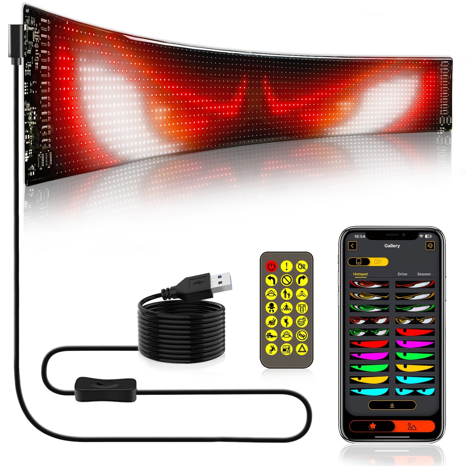 [Flexible LED Matrix Panel] LED Matrix Panel Sign with USB Power, App Control &amp; Remote | Flexible, DIY Programmable Lighting for Stores, Hotels, Holidays | Easy Installation, Durable Design, Dimmable Graphite RGB Display, Hol