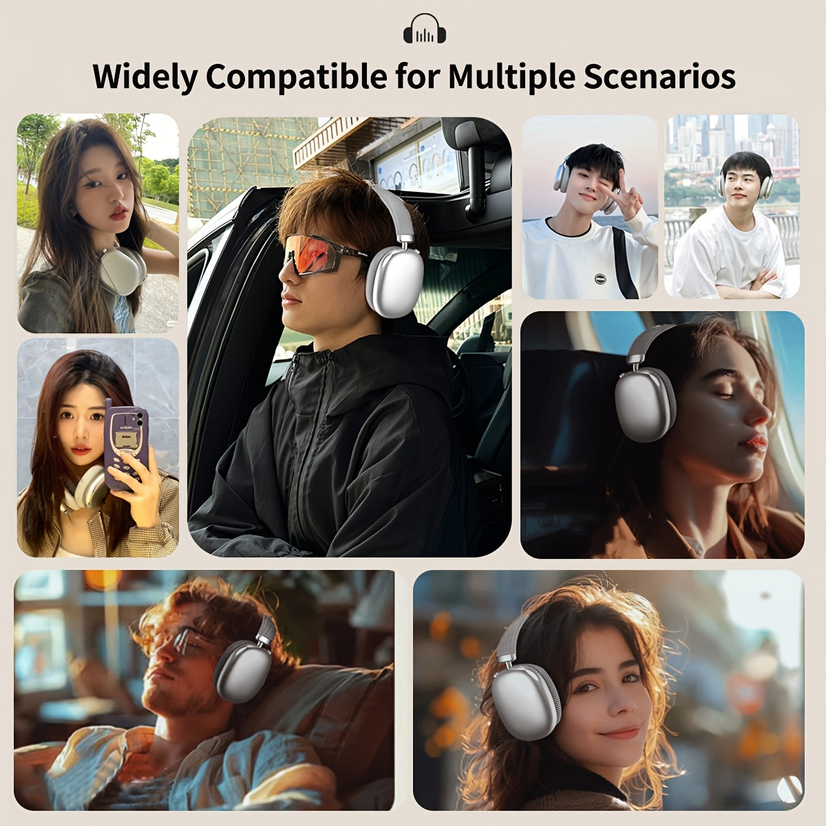 New Headphones, High Fidelity Stereo Sound, Deep Bass, Wireless 5.3, Stable Connection Supporting FM And TF Cards. ENC Noise Reduction, Low Latency Suitable For Gaming, Suitable For Mobile Phones, Computers, Etc., Very Suitableab