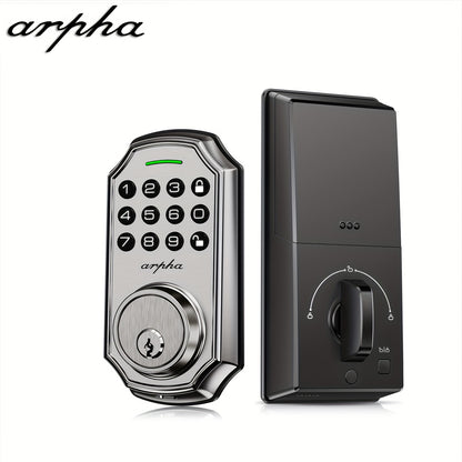 Arpha Smart Keyless Entry Door Lock - 100 Code Anti-Peek Combination, Auto Lock/Unlock, Easy Installation, Black &amp; Orange, Low Battery Alarm, for Secure Home Access, Anti-Peeking, Smart Door Lock, One Touch Lock, Strong and H