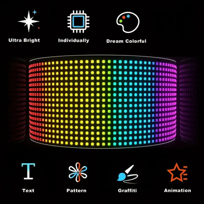 [Flexible LED Matrix Panel] LED Matrix Panel Sign with USB Power, App Control &amp; Remote | Flexible, DIY Programmable Lighting for Stores, Hotels, Holidays | Easy Installation, Durable Design, Dimmable Graphite RGB Display, Hol