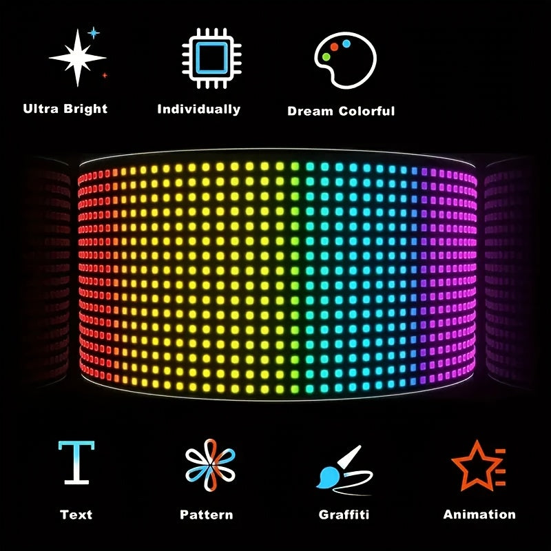 [Flexible LED Matrix Panel] LED Matrix Panel Sign with USB Power, App Control &amp; Remote | Flexible, DIY Programmable Lighting for Stores, Hotels, Holidays | Easy Installation, Durable Design, Dimmable Graphite RGB Display, Hol