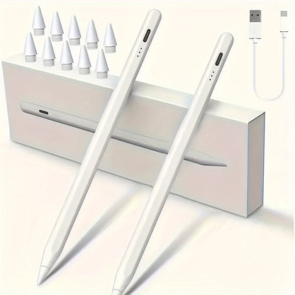 Stylus Pen for iPad with Palm Rejection &amp; Tilt Sensing, Fast Charging, Compatible with iPad 6-10, Pro 12.9/11", Air 3/4/5, Mini 5/6 - White, Tool, Streamlined Accessory, Sleek Design, Modern Material, Functional Design