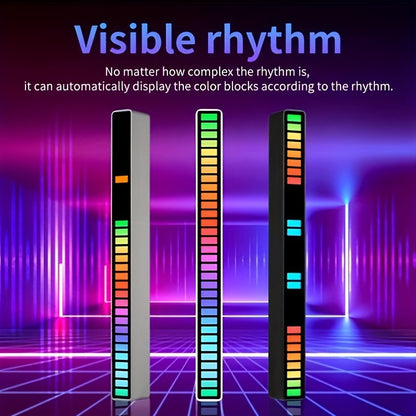 [2-Pack] RGB Music Level Indicator Light Bars - 32 Bit Sound Reactive USB LED for Gaming, Car, TikTok &amp; Streaming - Double The Light, Better Value